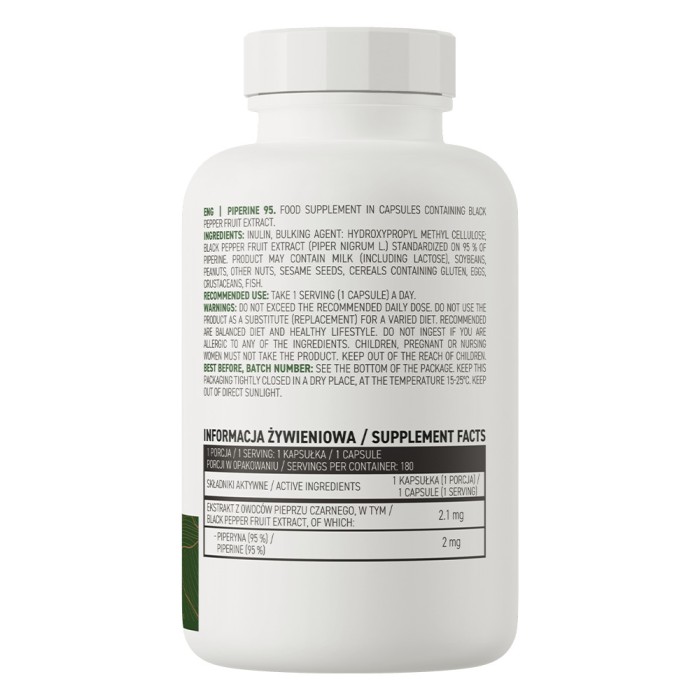 OstroVit Piperine 95 VEGE 180 caps, екстракт плодів чорного перцю