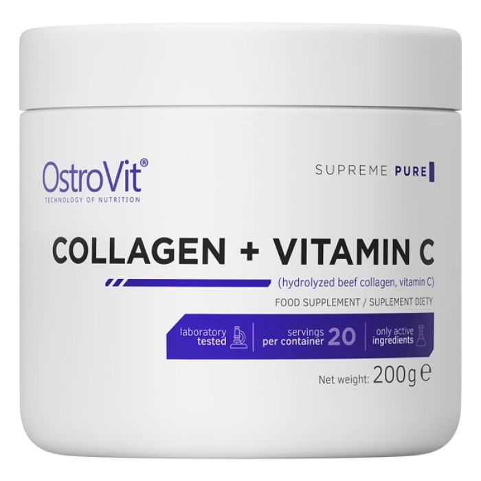 OstroVit Collagen + Vitamin C 200 грам, гідрозілований яловичий колаген + вітамін с