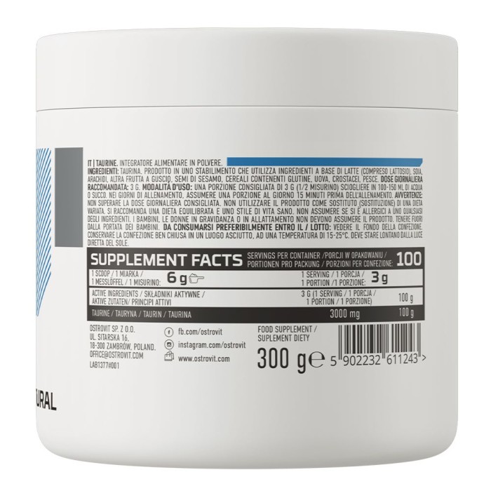 OstroVit Taurine 300 грам, таурин