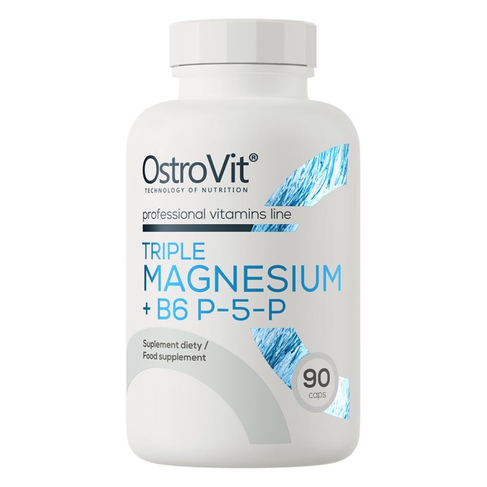 OstroVit Triple Magnesium + B6 P-5-P 90 капсул, магній в формі цитрату, карбонату і лактату