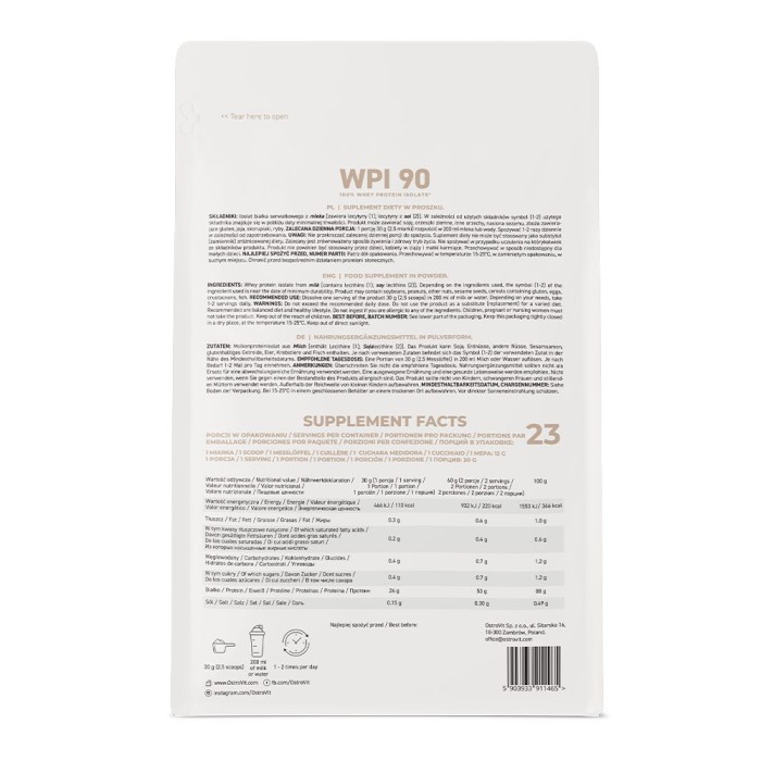 OstroVit WPI 90 700 грам, ізолят сироваткового протеїну