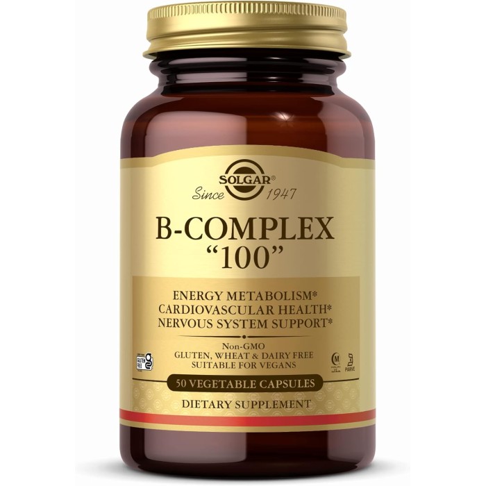 Solgar B-Complex "100" 50 капсул, комплекс вітамінів групи B