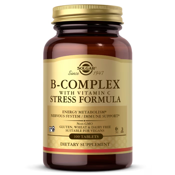 Solgar B-Complex with Vitamin C Stress Formula 100 таблеток, комплекс вітамінів групи B з вітаміном C
