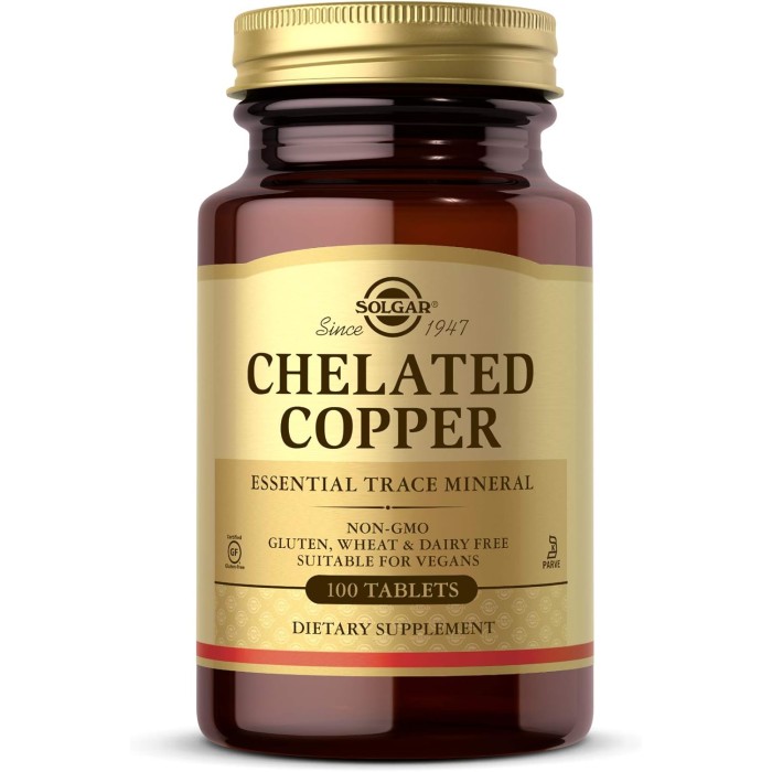 Solgar Chelated Copper 100 таблеток, мідь