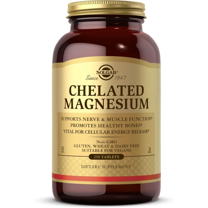Solgar Chelated Magnesium 250 таблеток, магній
