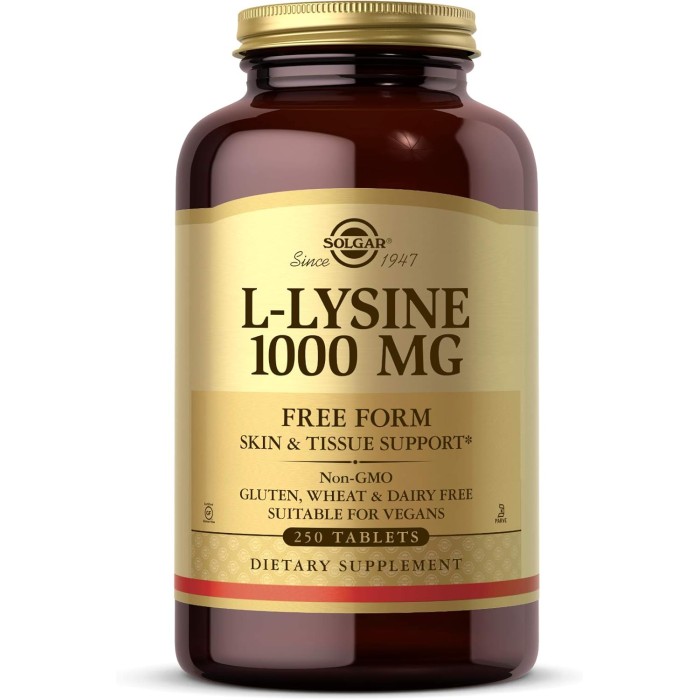 Solgar L-Lysine 1000 mg 250 таблеток, L-лізин HCL