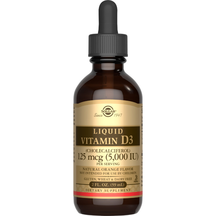 Solgar Liquid Vitamin D3 5000 IU Natural Orange Flavour 59 мл, вітамін D у рідкій формі зі смаком натурального апельсину