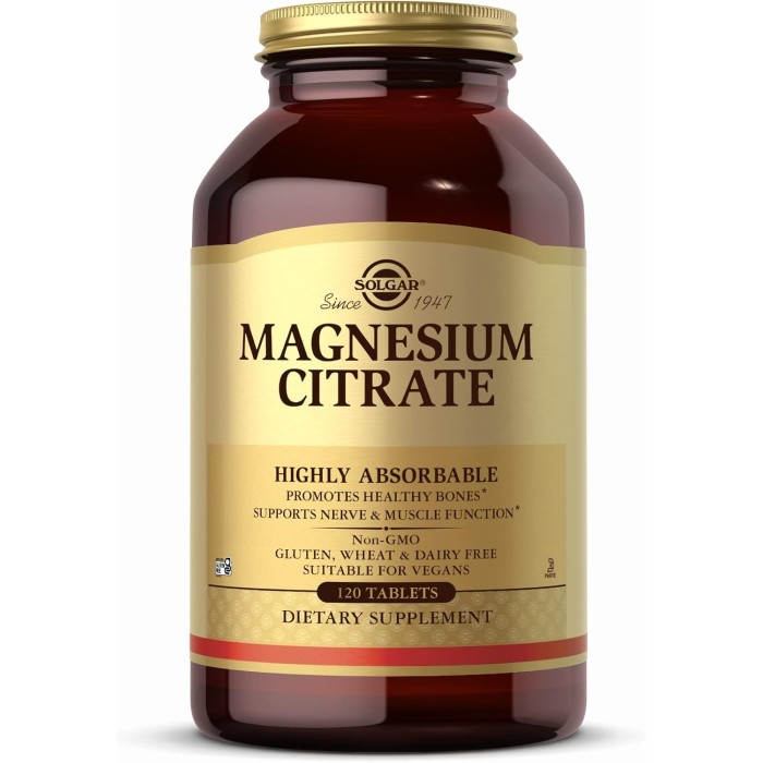 Solgar Magnesium Citrate 120 таблеток, цитрат магнію