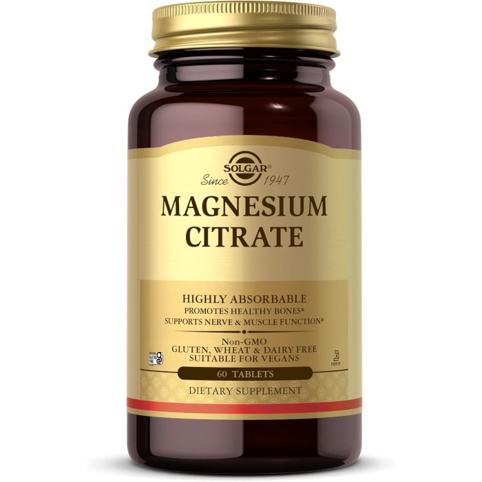 Solgar Magnesium Citrate 60 таблеток, цитрат магнію