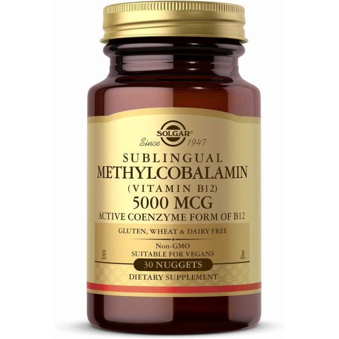 Solgar Sublingual Methylcobalamin (Vitamin B12) 5000 mcg 30 таблеток, сублінгвальний метилкобаламін (вітамін В12)