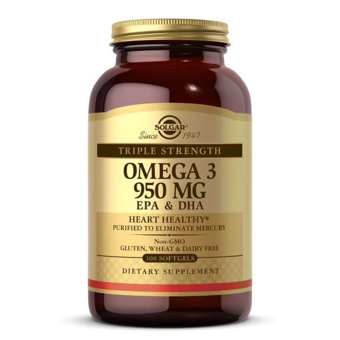 Solgar Omega 3 950 mg EPA & DHA 100 капсул, найвища концентрація природних омега-3
