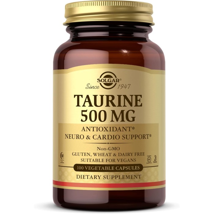 Solgar Taurine 500 mg 100 капсул, таурин