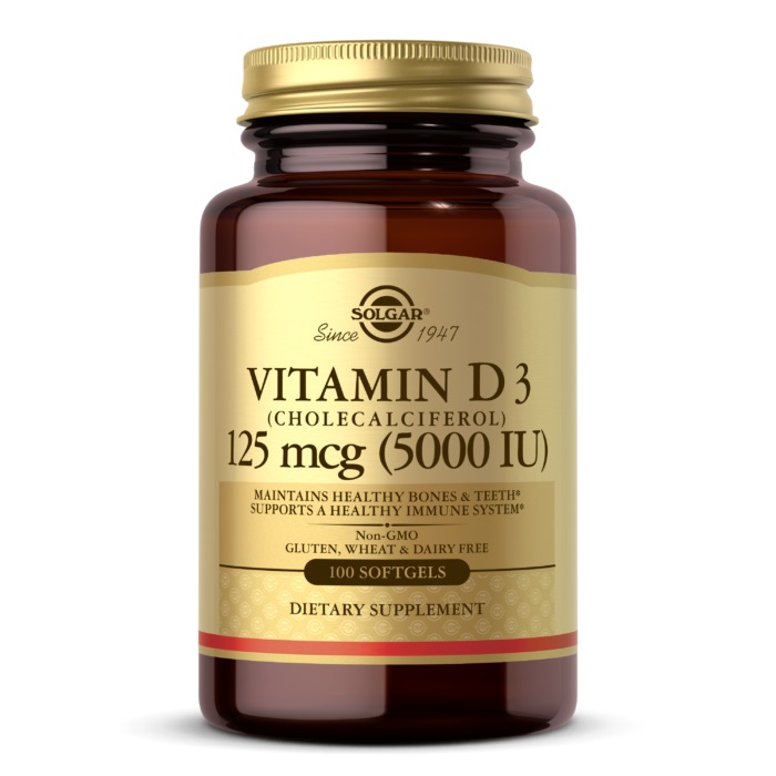 Solgar Vitamin D3 5000 IU 100 м'яких капсул, вітамін D3 (холекальциферол)