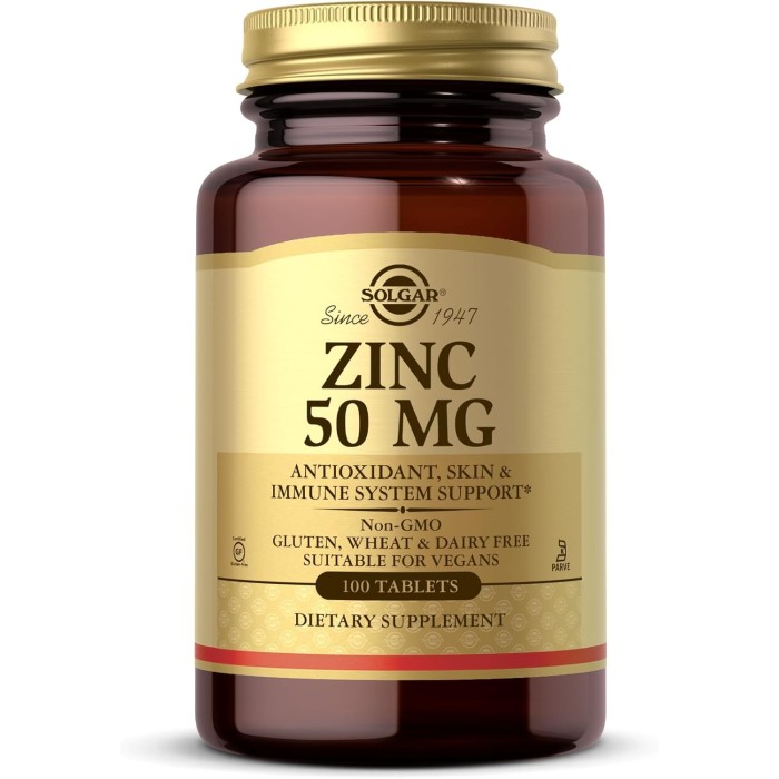 Solgar Zinc 50 mg 100 таблеток, цинк глюконат