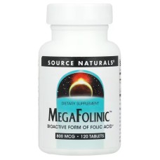 Source Naturals MegaFolinic™ 800 mcg 120 таблеток, фолат