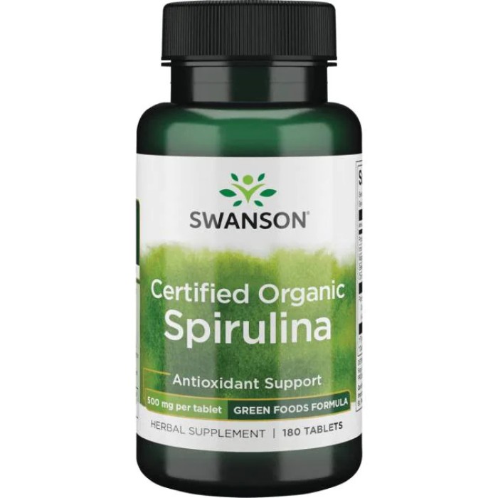 Swanson Certified Organic Spirulina 500 mg таблеток, органічна спіруліна 
