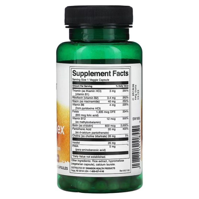 Swanson Daily B-Complex 100 капсул, комплекс вітамінів групи B