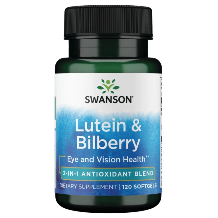 Swanson Lutein & Bilberry 120 м'яких капсул, лютеїн та чорниця