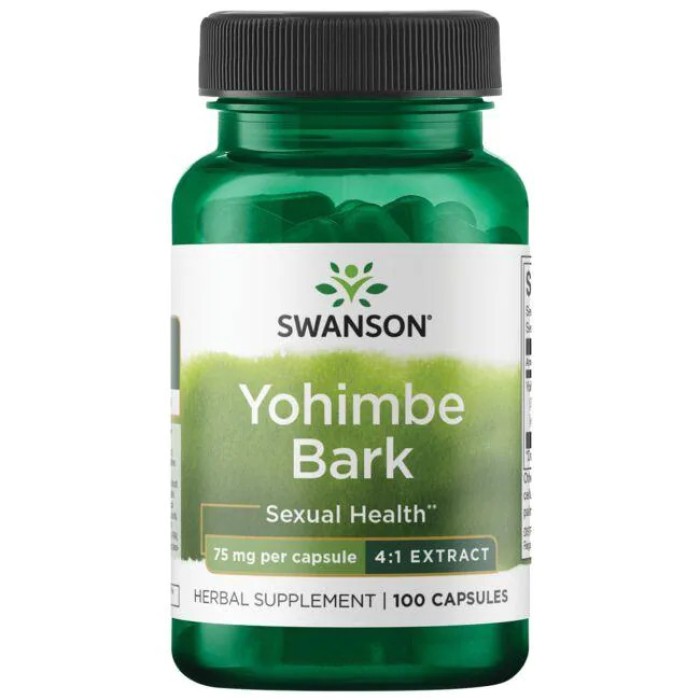 Swanson Yohimbe Bark 75 mg 100 капсул, йохімбе